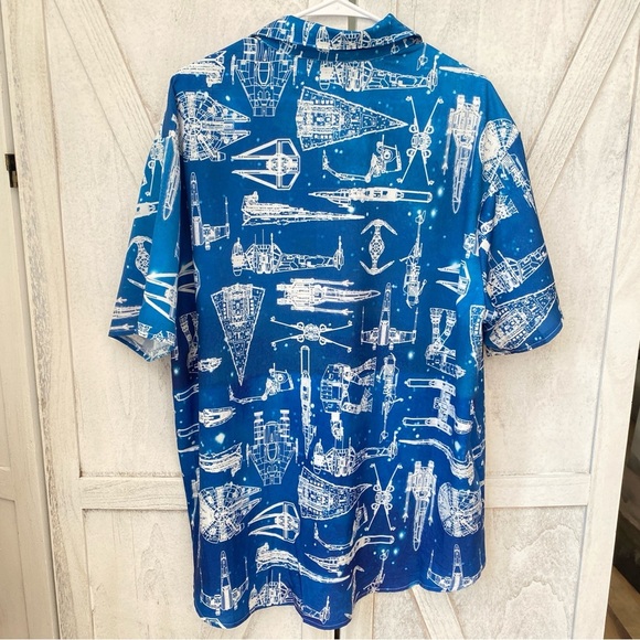 Men's Star Wars Shirt Size XL Button Up All Over Starfighter Blueprint - Picture 2 of 8